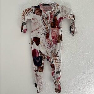 Posh Peanut Pink and White Floral Footies Pajamas